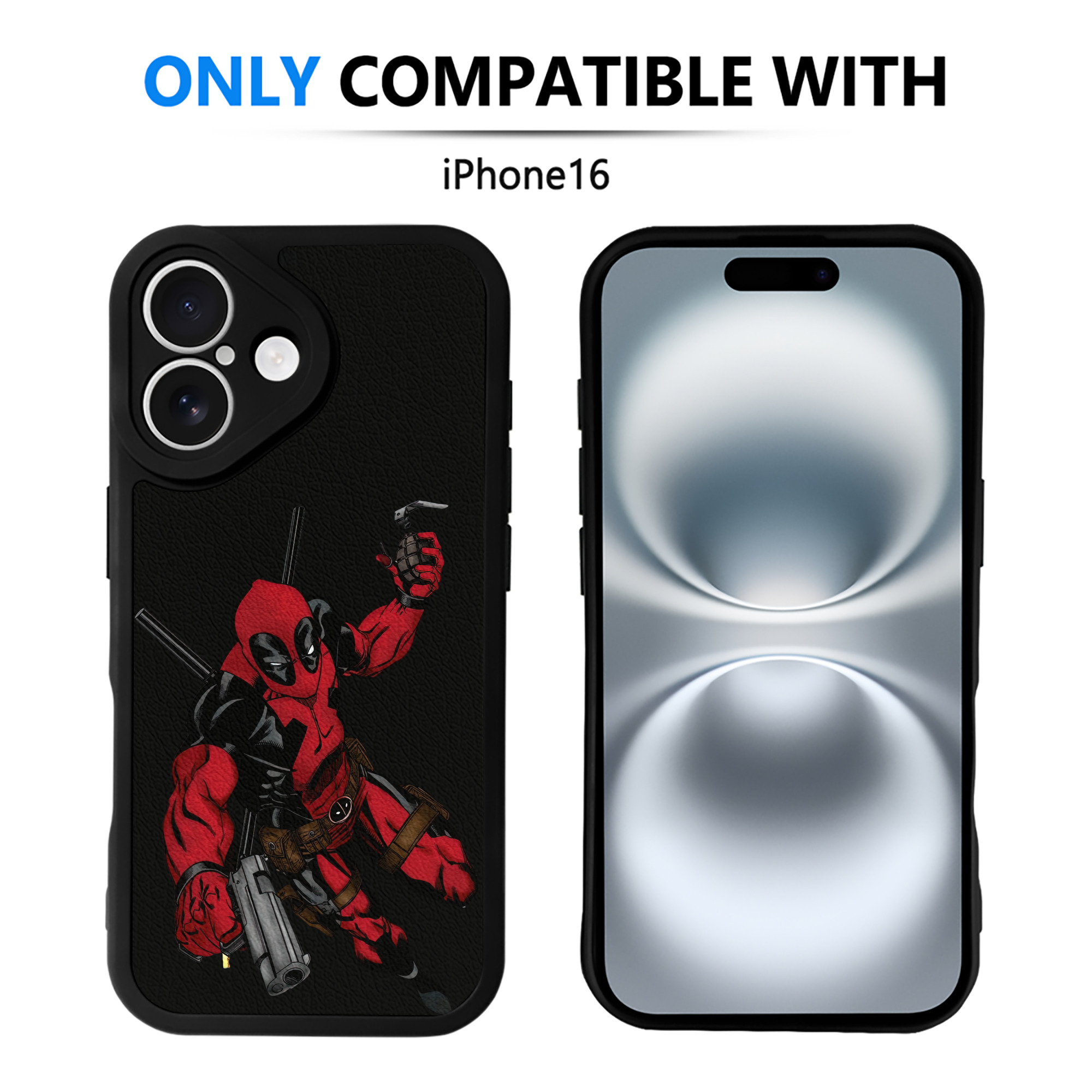 （画像用） Deadpool デッドプール 【iPhone 16シリーズ対応】シリコンスマホケース（レザー調） 材質：シリコン
